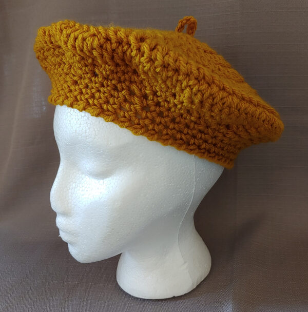 Crochet Beret, Gold