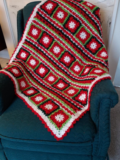 Christmas Crochet Armchair Throw - Daniel Art and Yarn