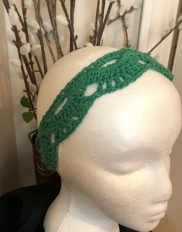 Lucky Green Crochet Lacy Waves Headband