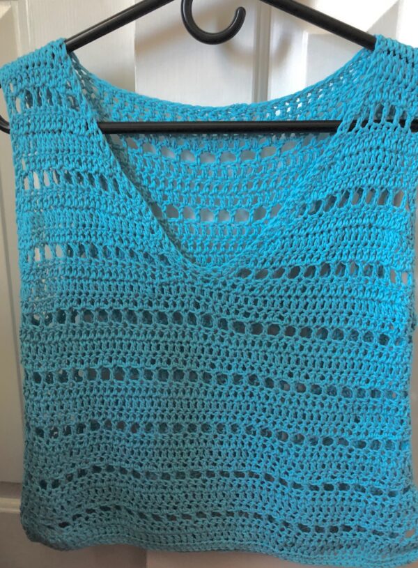 Crochet Lacy Crop Top in Happy Aqua