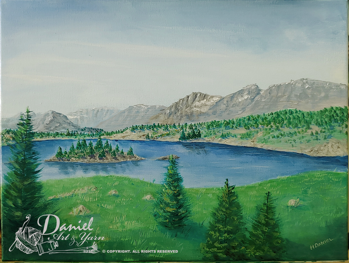 Canadian Lake: Original Artwork - Daniel Art and Yarn