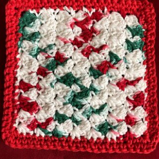 Crochet Cotton Dishcloth - Christmas Colors