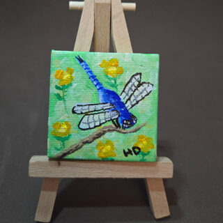Blue Dragonfly 2x2 Miniature w/Easel