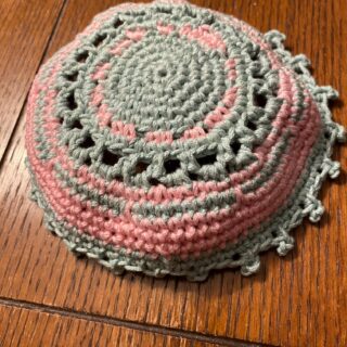 Crochet Kippah Pink and Mint