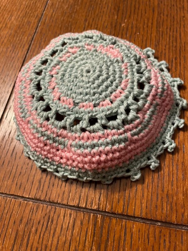 Crochet Kippah Pink and Mint