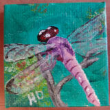 Pink Dragonfly #1, 2x2 Miniature w/Easel - Image 2