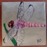 Pink Dragonfly #2, 2x2 Miniature w/Easel - Image 2