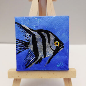 Silver and Black Angelfish miniature painting
