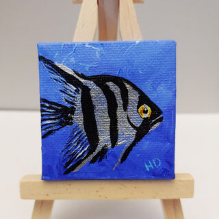 Angelfish, Silver 2x2 Miniature w/Easel