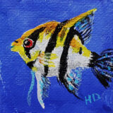 Angelfish, Yellow and Black 2x2 Miniature w/Easel - Image 3