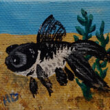 Goldfish, Black and White 2x2 Miniature w/Easel - Image 3