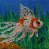 Goldfish, Orange and White 2x2 Miniature w/Easel - Image 3