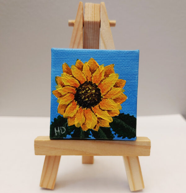 Sunflower (1) 2x2 Miniature w/Easel