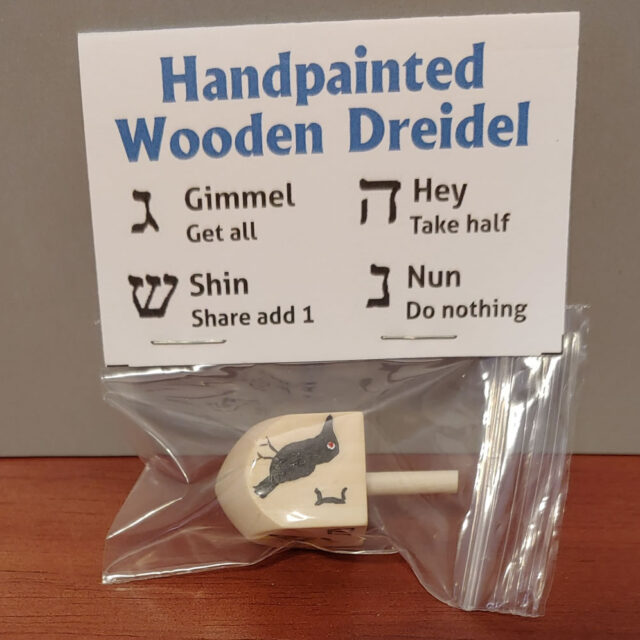 Handpainted Wooden Dreidel, Birds