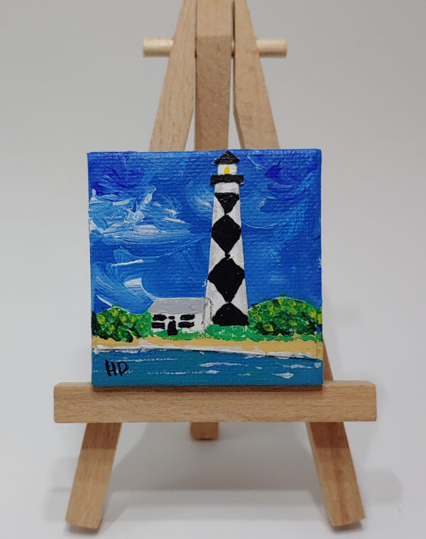 Cape Lookout Lighthouse 2x2 Miniature w/Easel