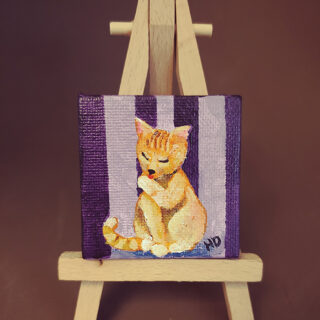 Tabby Cat 2x2 Miniature w/Easel