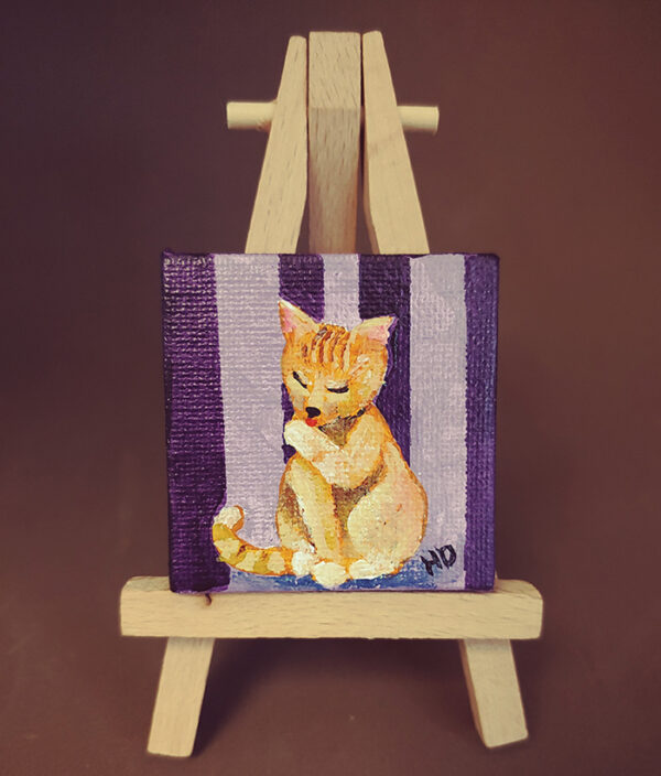 Tabby Cat 2x2 Miniature w/Easel