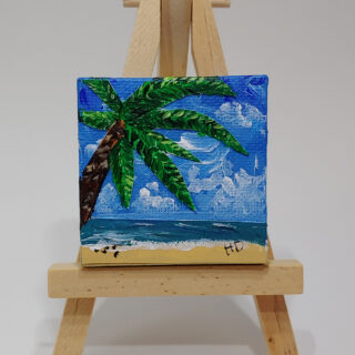 Beach and Palm Tree 2x2 Miniature w/Easel