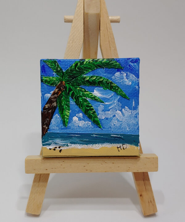 Beach and Palm Tree 2x2 Miniature w/Easel