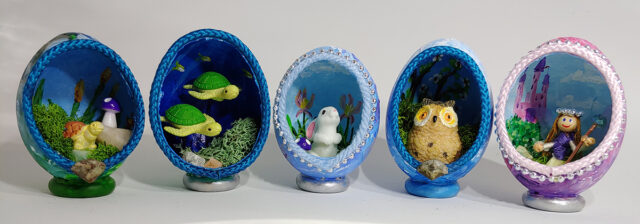 Five Eggshell Dioramas