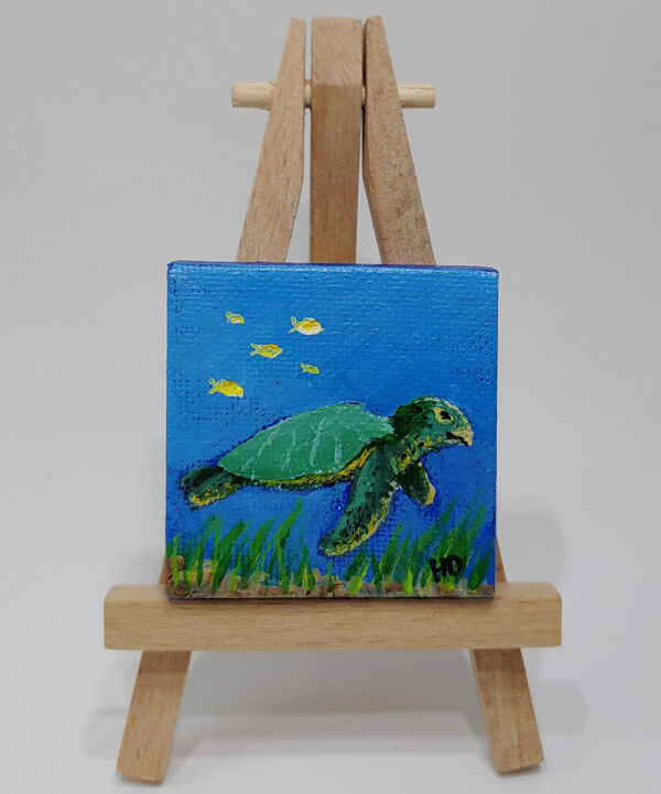 Sea Turtle 2x2 Miniature w/Easel