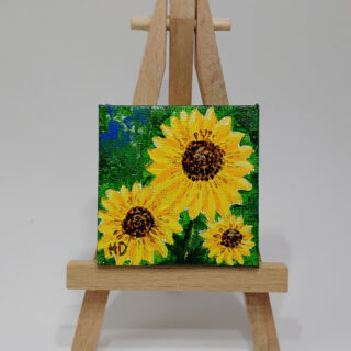 Sunflowers (3) 2x2 Miniature w/Easel