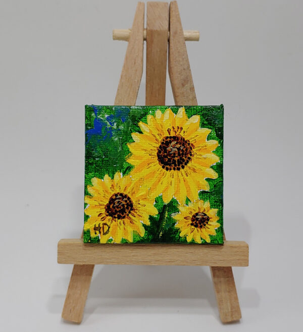 Sunflowers (3) 2x2 Miniature w/Easel