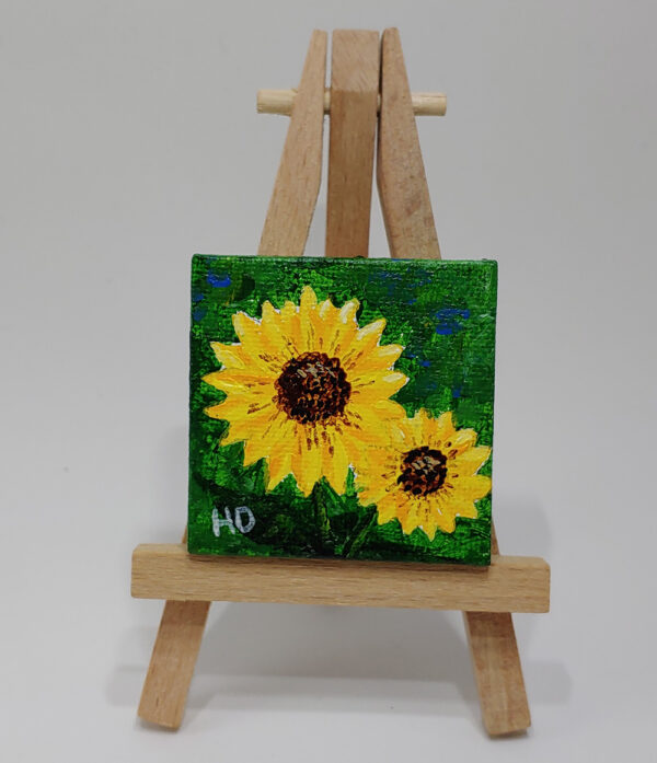 Sunflowers (2) 2x2 Miniature w/Easel