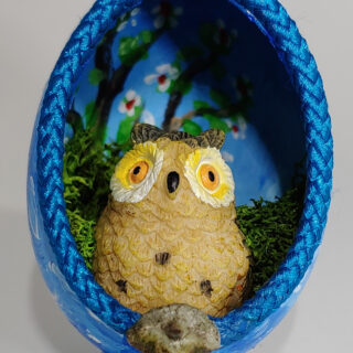Tan Owl Eggshell Diorama