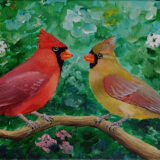 Cardinal Couple in the Dogwoods