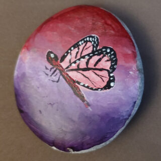 Pink Butterfly Meditation Rock