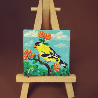 Goldfinch 2x2 Miniature w/Easel