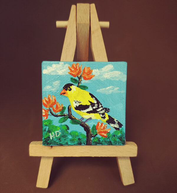 Goldfinch 2x2 Miniature w/Easel