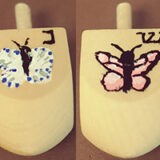 Handpainted Wooden Dreidel, Butterflies - Image 2