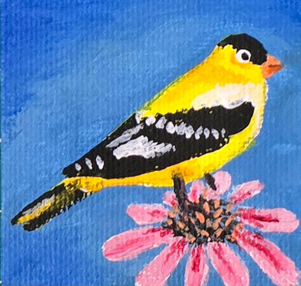 Goldfinch 2x2 Miniature w/Easel