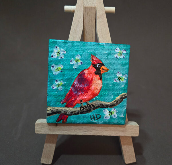 Northern Cardinal #21: 2x2 Miniature w/Easel