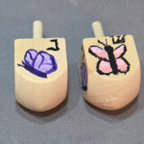 Handpainted Wooden Dreidel, Butterflies 02 - Image 3