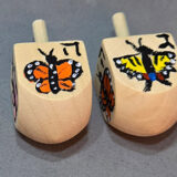 Handpainted Wooden Dreidel, Butterflies 02 - Image 2