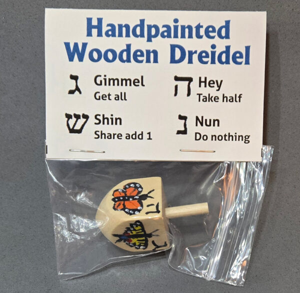 Handpainted Wooden Dreidel, Butterflies 02