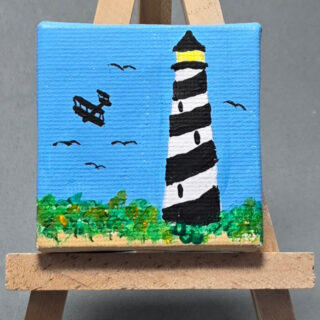 Cape Hatteras Lighthouse 2x2 Miniature w/Easel Cape Hatteras Lighthouse 2x2 Miniature w/Easel