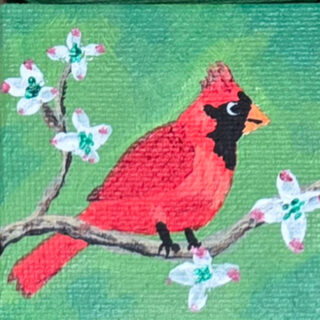 Northern Cardinal 2x2 Miniature w/Easel