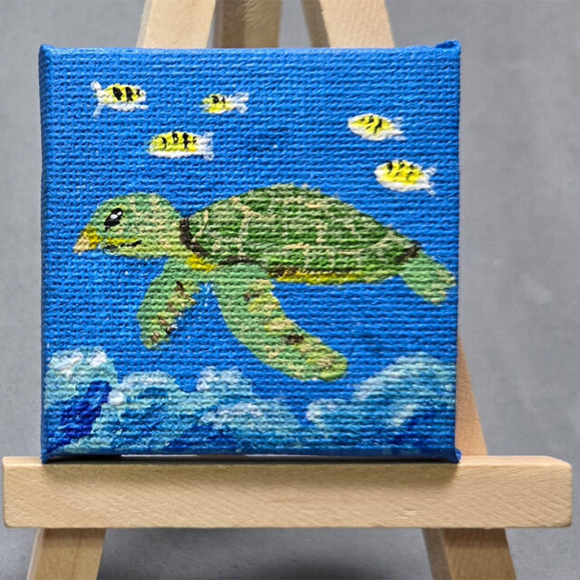 Sea Turtle 2x2 Miniature w/Easel