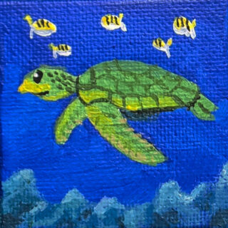 Sea Turtle 2x2 Miniature w/Easel