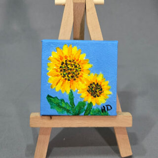 Sunflowers (2) 2x2 Miniature w/Easel