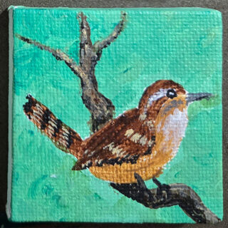 Carolina Wren 2x2 Miniature w/Easel