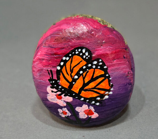 Monarch Butterfly Meditation Rock #001