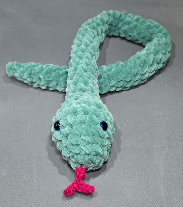 Green Snake Fluffy Crochet Toy