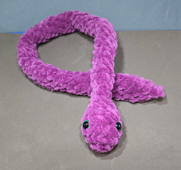 Soft Snake Pink Fluffy Crochet Toy