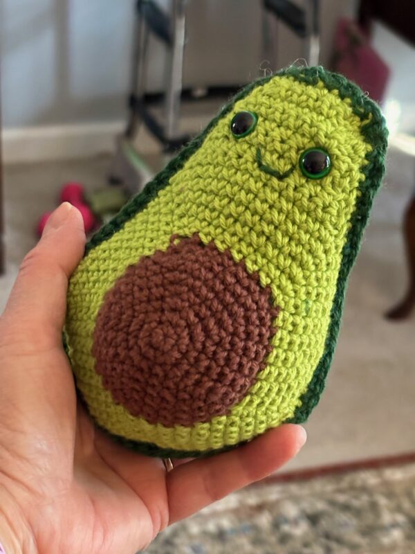 Crochet avocado fidget toy