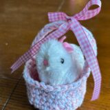 Crochet bunny in a basket - pink - Image 3